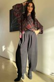 Ainsley Plaid Chiffon Blouse Burgundy